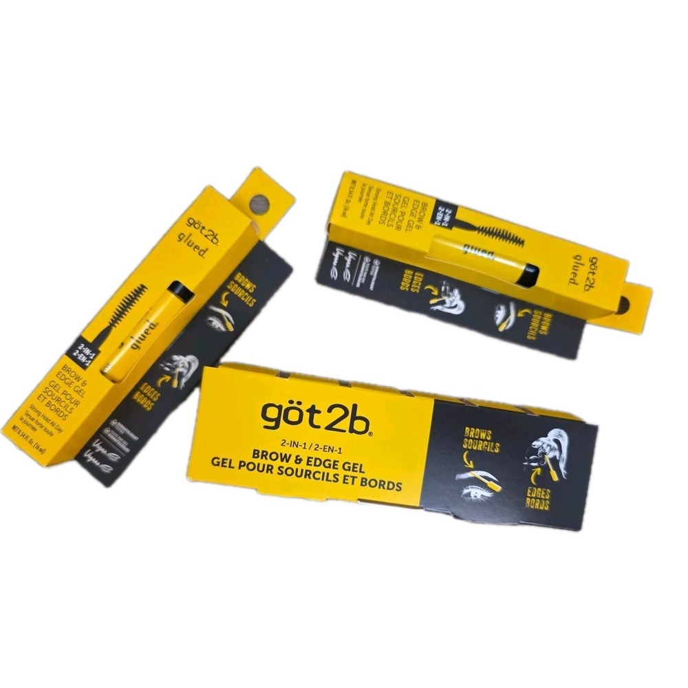 GOT2B Glued‎ 2-in-1 Brow and Edge Gel Lot of 2 Strong Hold 0.54oz Each NEW